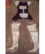 Carrini CA Thigh High White Stripper Boots Wet Heel w/ Naughty Maid Cost... - $67.55 CAD