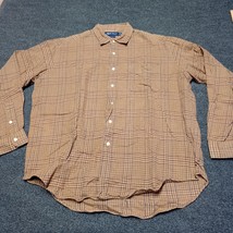 VTG Polo Golf Ralph Lauren Flannel Shirt Brown Plaid Button Up Soft Men SZ LArge - £21.84 GBP