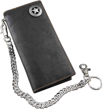 Men&#39;s Black Leather Biker Wallet with Chain and Concho Design - $29.76