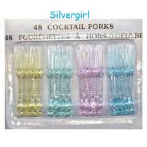 48 Fancy Pastel Plastic Cocktail Forks - £7.10 GBP