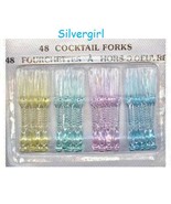 48 Fancy Pastel Plastic Cocktail Forks - £7.18 GBP