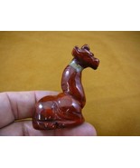 (Y-GIR-SI-722) Red sitting GIRAFFE carving FIGURINE gemstone I love gira... - $24.05 CAD