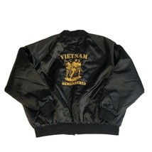 Vintage Vietnam Remembered Embroidered Black Snap Front Satin Jacket 3XL... - $69.29