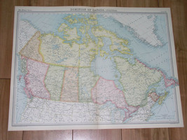 1922 Map Of Canada Ontario Quebec Newfoundland Alberta British Columbia - £26.07 GBP
