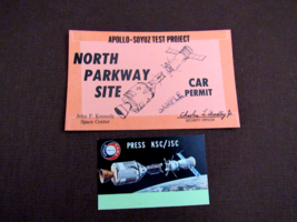 Apollo Soyuz Test Project T Stafford D Slayton V Brand Press Pass &amp; Parking Pass - £313.20 GBP