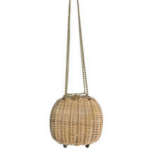 Vintage 60s Magid Natural Wicker Petite Purse Gold Chain Shoulder Strap  - $767.94 MXN