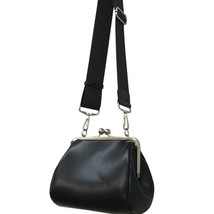 Women Leather Messenger Bag Wide Shoulder Strap Female Retro Kiss Lock Crossbody - £23.34 GBP