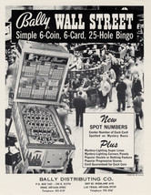Wall Street Pinball FLYER Original Vintage 1974 Bingo Game Promo Artwork  - £26.53 GBP