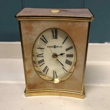 Vintage Howard Miller Quartz Gold marble print Table Clock made in Taiwa... - $46.28