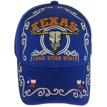 Texas Lone Star State Adjustable Baseball Cap with Flag and Longhorn (Royal) - £12.51 GBP