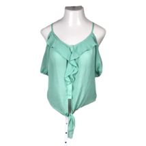 Bongo Cute Cold Shoulder Button Up Shirt Blouse ~ Sz S ~ Teal Green - £10.31 GBP