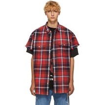 R13 Oversized Cut-off Shirt Shirt Mens Red. Size Small. - £148.87 GBP