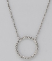 18k White Gold Round Pave circle Diamond Pendant (0.39 Ct,G Color,SI1 Clarity) - £743.78 GBP