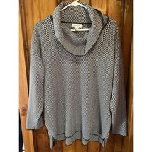 Calvin Klein Women&#39;s Long Sleeve Cowl Neck Sweater Size LBlack Herringbone - $26.00