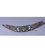 Micro Mosaic Mexican Tile Pin Brooch ~ Italy FAP ~ Crescent Moon - £240.38 GBP