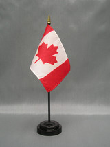 Canada Canadian Mini 4&quot;x6&quot; Desk Stick Flag, With Black Plastic Stand - $8.99