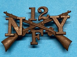 1895-1904, NY MILITIA, 12th INFANTRY RGT, F COMPANY, OFFICER, COLLAR INS... - $30.00