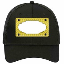 Yellow White Quatrefoil Center Scallop Novelty Black Mesh License Plate Hat - £23.16 GBP
