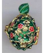 Russisch Kunst Anhänger Grün W/ Rot und Kristall Gesicht Design,Öffnet W... - $52.05 CAD