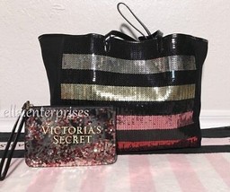 Victoria&#39;s Secret Black Friday 2017 Sequin Bling Tote Bag &amp; Mini Pouch Set - £35.88 GBP