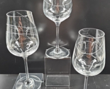 (3) Pier 1 Aiden Wine Glasses Set Clear Frosted Etched Swirl Lines Stemw... - $46.40