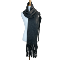 Lucky Brand Scarf Heather Dark Grey Brushed Knit Fringe Long Soft Wrap OS New - £30.54 GBP