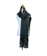 Lucky Brand Scarf Heather Dark Grey Brushed Knit Fringe Long Soft Wrap O... - £30.32 GBP