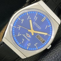 VINTAGE CITIZEN AUTOMATIC 8200 JAPAN MENS ARABIC BLUE COLOR DIAL WATCH a... - $24.99