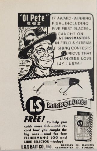 Primary image for 1961 Print Ad L&S Mirrolures Bassmasters Fishing Lures L&S Bait Co Illinois & FL