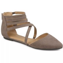 Journee Collection Women Ankle Strap Flats Marlee Size US 8 Taupe Faux Suede - £20.57 GBP