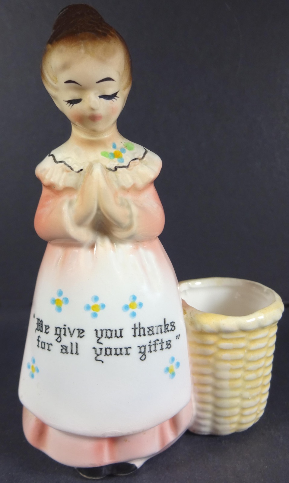 1950's Enesco Imports Mother In The Kitchen Prayer Girl 4.5"t Toothpick Holder - $29.99
