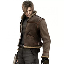 Resident Evil 4 Game Leon S. Kennedy Faux Shearling Cosplay Jacket - £103.95 GBP