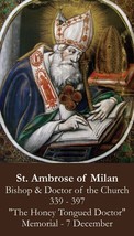 St. Ambrose of Milan Prayer Card, LAMINATED 5-pack, with Two Free Bonus Cards - £10.35 GBP