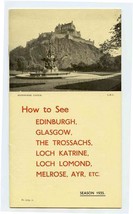 1935 Thos Cook Edinburgh Glasgow The Trossachs Loch Latrine Loch Lomond ... - $47.52