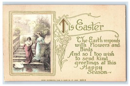 Easter Greetings Swan Women Postcard Posted Kansas City Missouri 1911 - $9.95