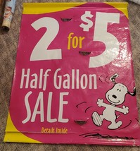 VTG Peanuts Snoopy vinyl banner advertising FRIENDLY&#39;S ice cream 43 x 58... - $49.99