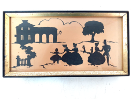Antique Silhouette Colonials Dancing in the Yard, Ca. Early 1900s - £30.61 GBP