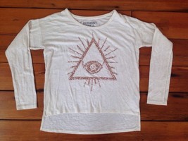 Bethany Mota Pink Sparkle Sequin Pyramid Eye Illuminati Symbol Shirt M 4... - £31.45 GBP