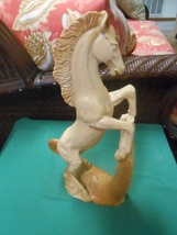 Great Alabaster &quot;rearing&quot; STALLION HORSE Statue 14.5&quot; - £51.72 GBP