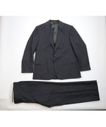 Vintage 70s Palm Beach Mens 46R 40x31 2 Piece Wool Pinstriped Suit Gray USA - €216,18 EUR