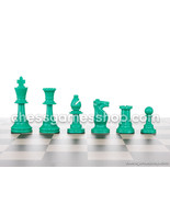 Chess pieces in GREEN / WHITE color - Standard size - chessmen - 3,75" -FULL set - $19.70