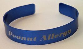 Medical Peanut Allergy Blue Anodized Aluminum 1/2" x 7" Bracelet - $19.95