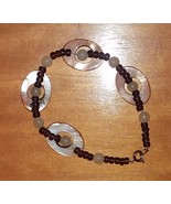 Handcrafted Brown/Gold Oval Donut Bead Bracelet - £7.84 GBP