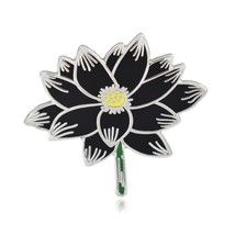 Lotus Flower with Stem Hard Enamel Lapel Pin - £7.86 GBP