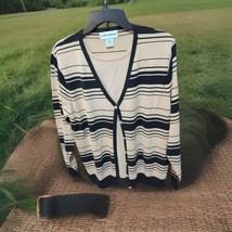 Cathy Daniels Pullover Sweater Women Size Medium Striped Button Front 90&#39;s - $18.32