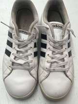 Adidas NEO Cloudfoam Advantage Shoes Women&#39;s 10 White Black Striped AW4409 - £13.82 GBP