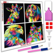 Diamond Painting Kit for Adults Kids Beginners Giraffe, dog, eagle, cat NEW - £16.89 GBP