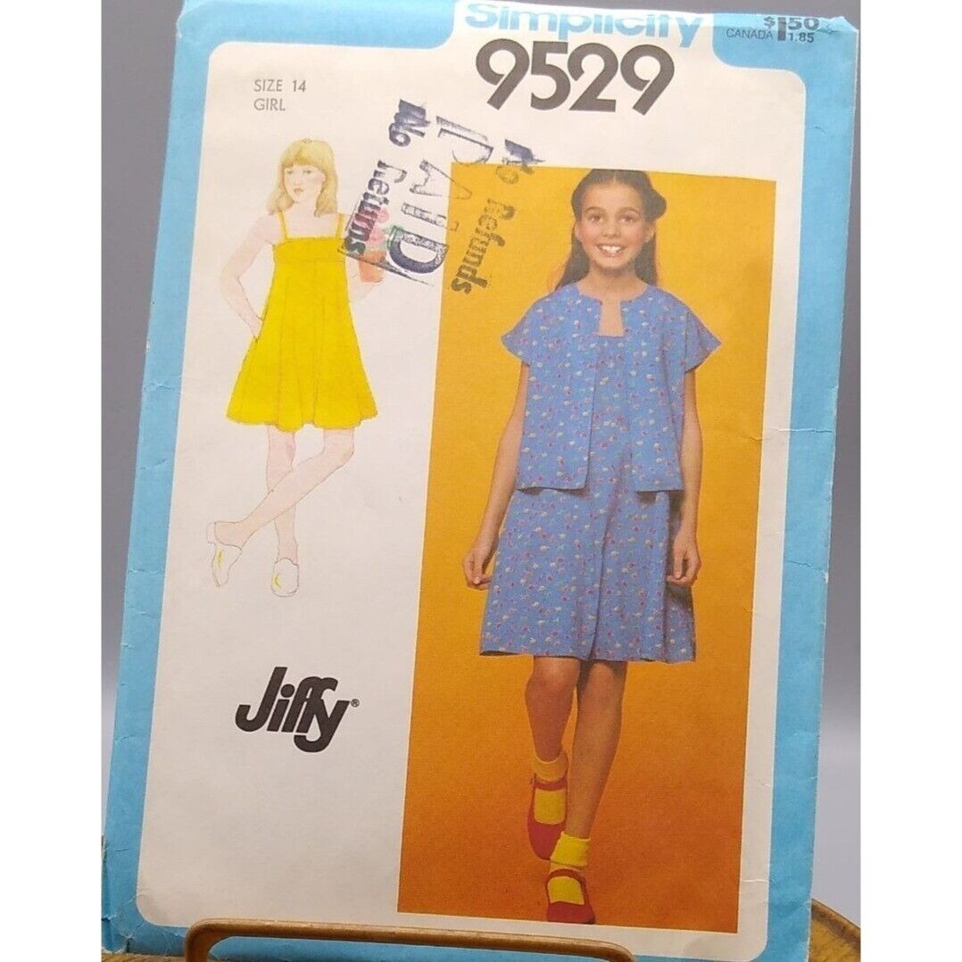 Primary image for Vintage Sewing PATTERN Simplicity 9529, Child Sundress and Bolero, Jiffy Girls