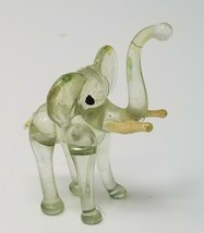Figurine Elephant Modern Acrylic Clear Green Big Ears Vintage  - $14.20