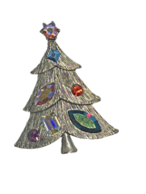 Mid Century Mod Weiss Christmas Tree Silver Tone Marquis Rhinestone Pin ... - $55.44